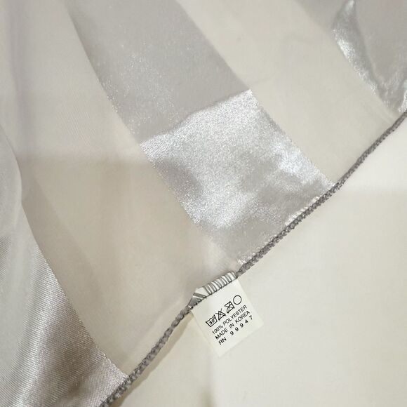 Women’s Gray Satin Silver Stripe Scarf Sheer Lightweight Wrap 60”x12.5” - Picture 7 of 14